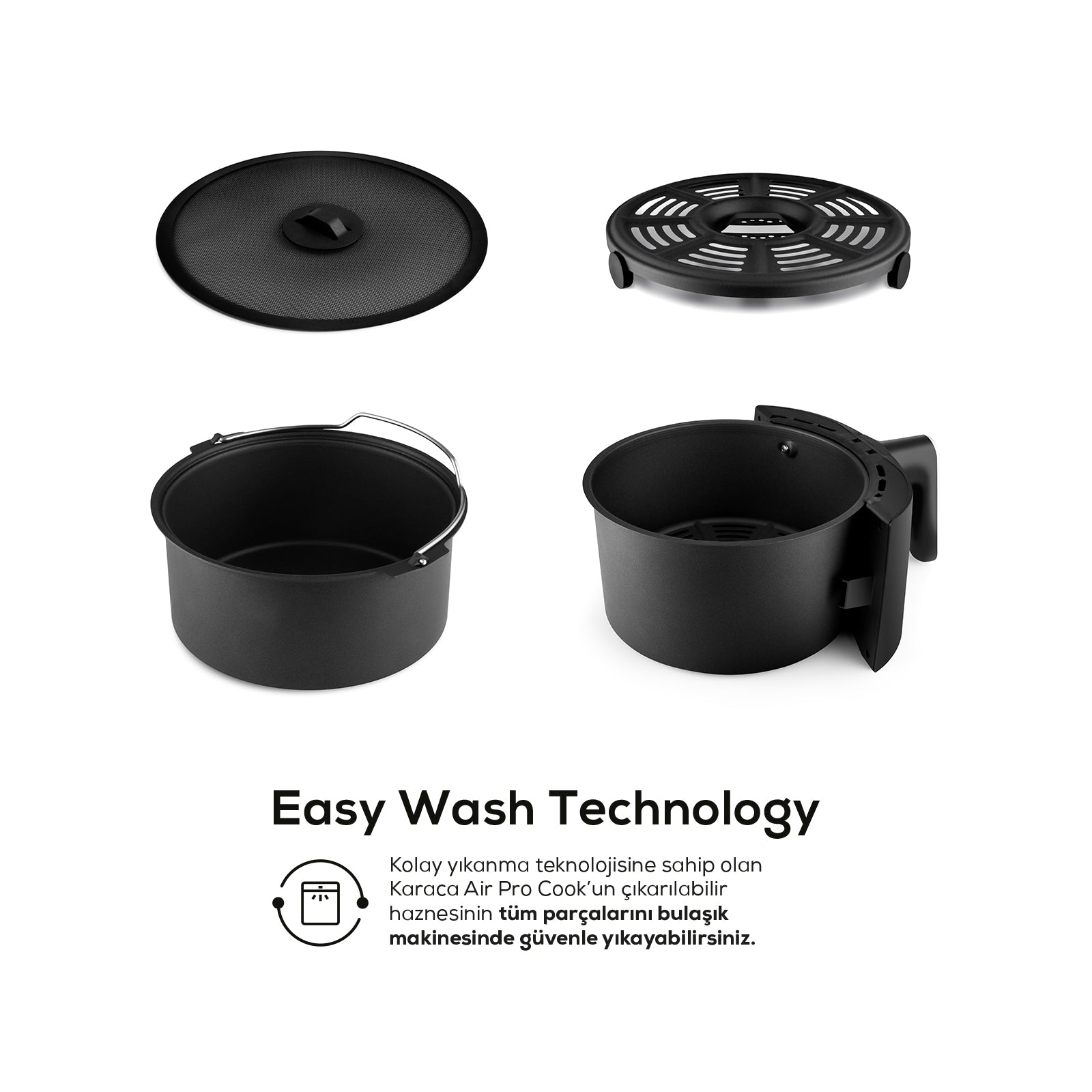 " Karaca Air Cook XL 2 in 1 Airfryer Space Grau Schwarz, 4L, 1550W "