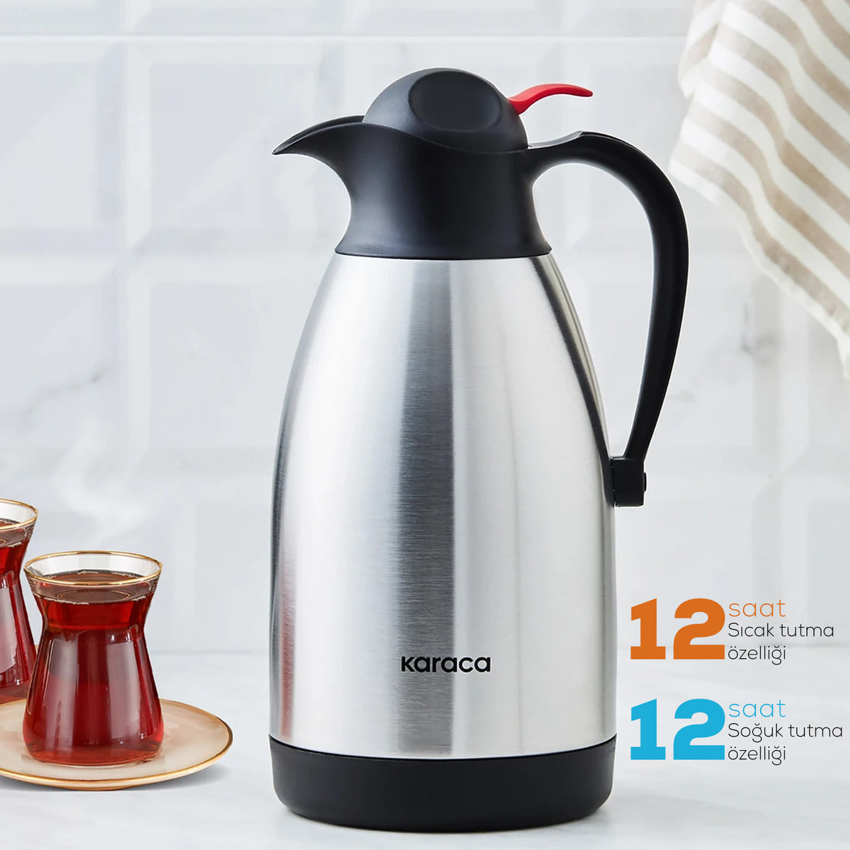 " Karaca Clark Teekanne-Thermoskanne, 2 L, Inox "