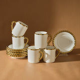 " Karaca Boncuk 12-teiliges Bone China Espresso Türkisch-Kaffeetassen-Set für 6 Personen, 80 ml, Weiß Gold "