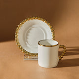 " Karaca Boncuk 12-teiliges Bone China Espresso Türkisch-Kaffeetassen-Set für 6 Personen, 80 ml, Weiß Gold "
