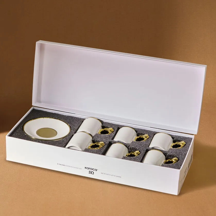 " Karaca Herzförmiges Kaffeetassen-Set für 6 Personen – 80 ml "