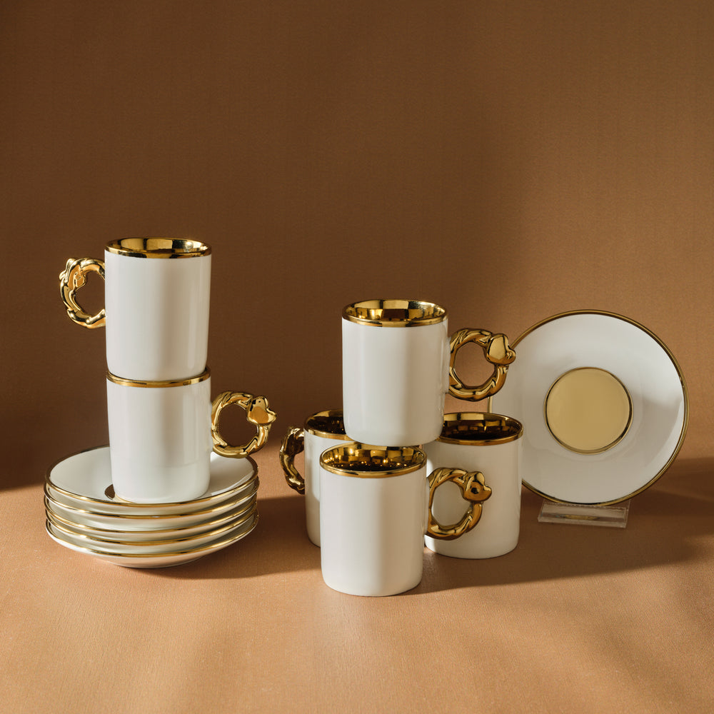 " Karaca Herzförmiges Kaffeetassen-Set für 6 Personen – 80 ml "
