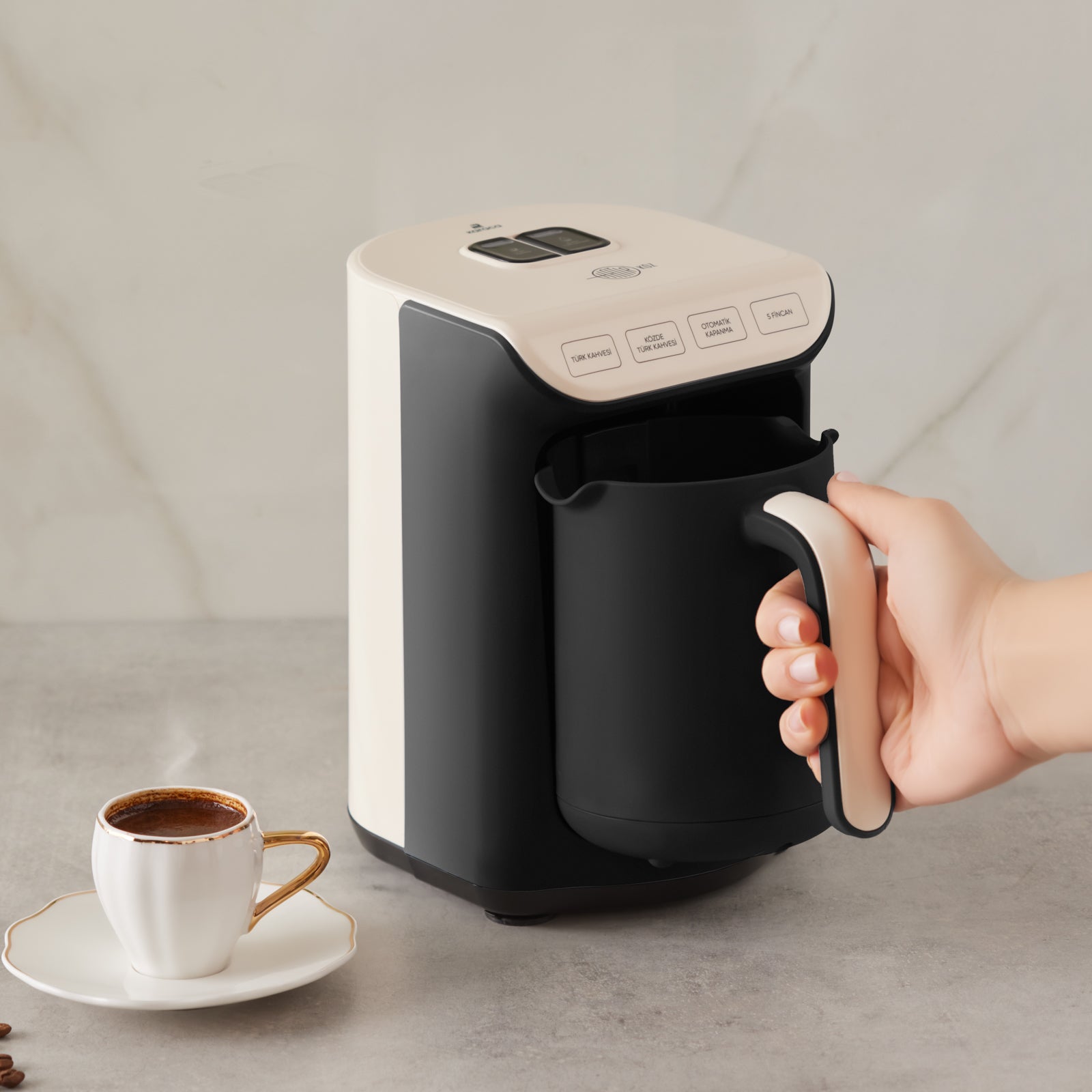 " Hatır Köz Turkish Coffee Machine mit Röstfunktion Creme "