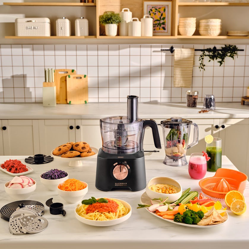 " Karaca Mastermaid Power Max 11 in 1 Küchenroboter, Kupfer Schwarz Matt, 2500 W "