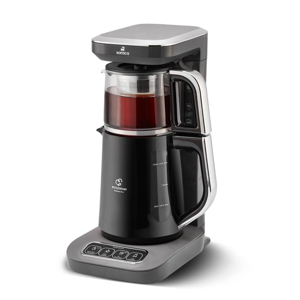 " Karaca Caysever Robotea Pro 4 in 1 sprechender automatischer Teekocher Wasserkocher und Filterkaffeemaschine 2500W Space Grau "