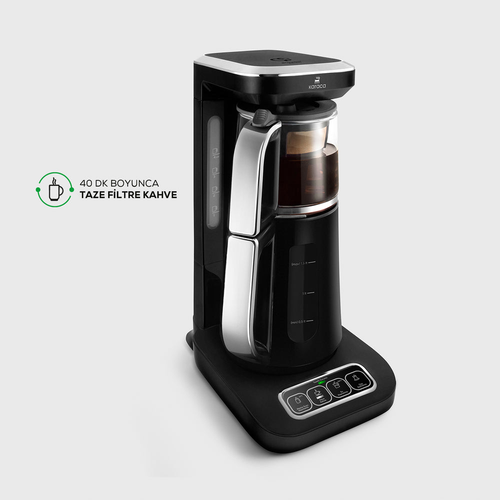 " Karaca Caysever Robotea Pro 4 in 1 sprechender automatischer Teekocher Wasserkocher und Filterkaffeemaschine 2500W Chrome "