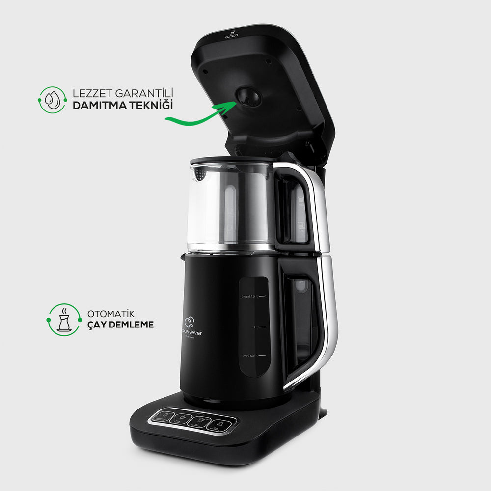 " Karaca Caysever Robotea Pro 4 in 1 sprechender automatischer Teekocher Wasserkocher und Filterkaffeemaschine 2500W Chrome "