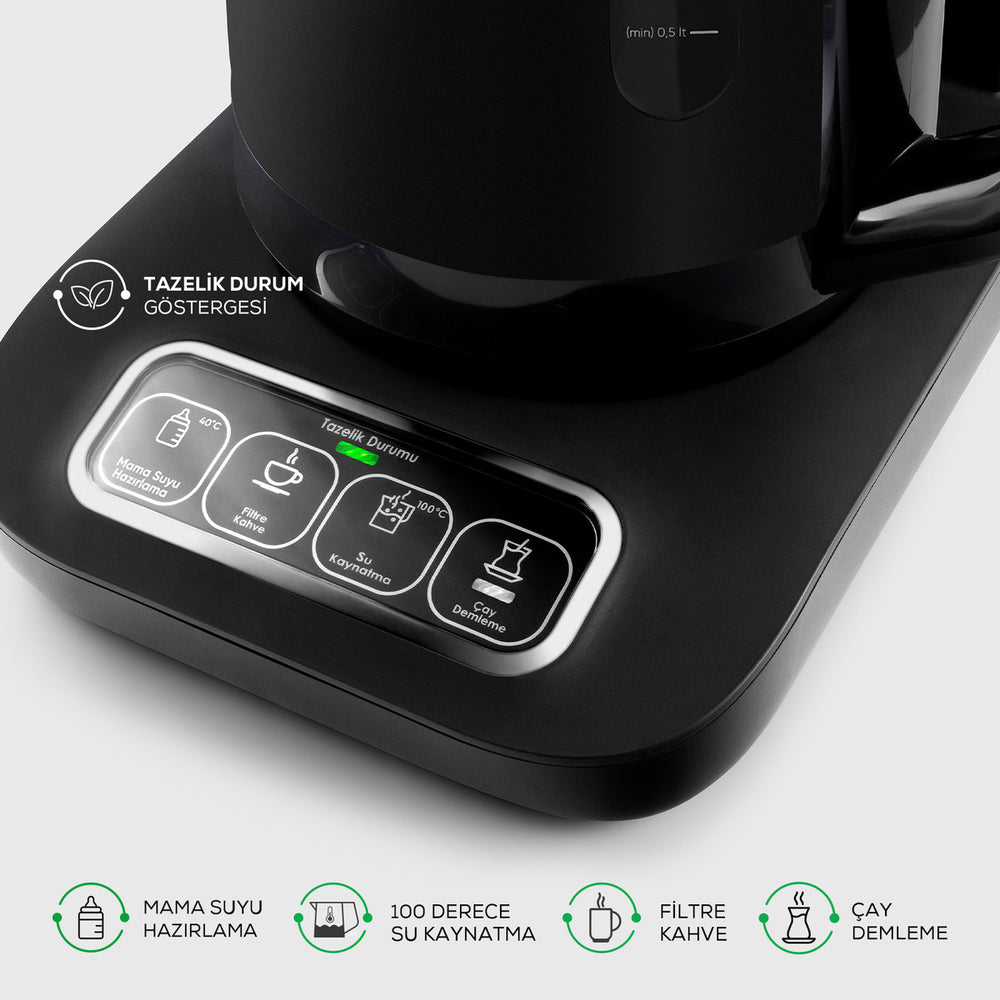 " Karaca Caysever Robotea Pro 4 in 1 sprechender automatischer Teekocher Wasserkocher und Filterkaffeemaschine 2500W Chrome "