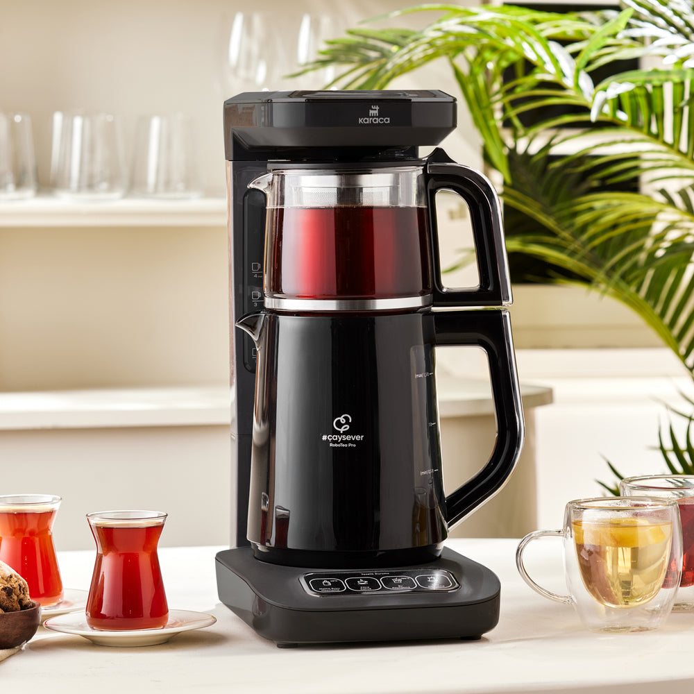 " Karaca Caysever Robotea Pro 4 in 1 sprechender automatischer Teekocher Wasserkocher und Filterkaffeemaschine 2500W Chrome "