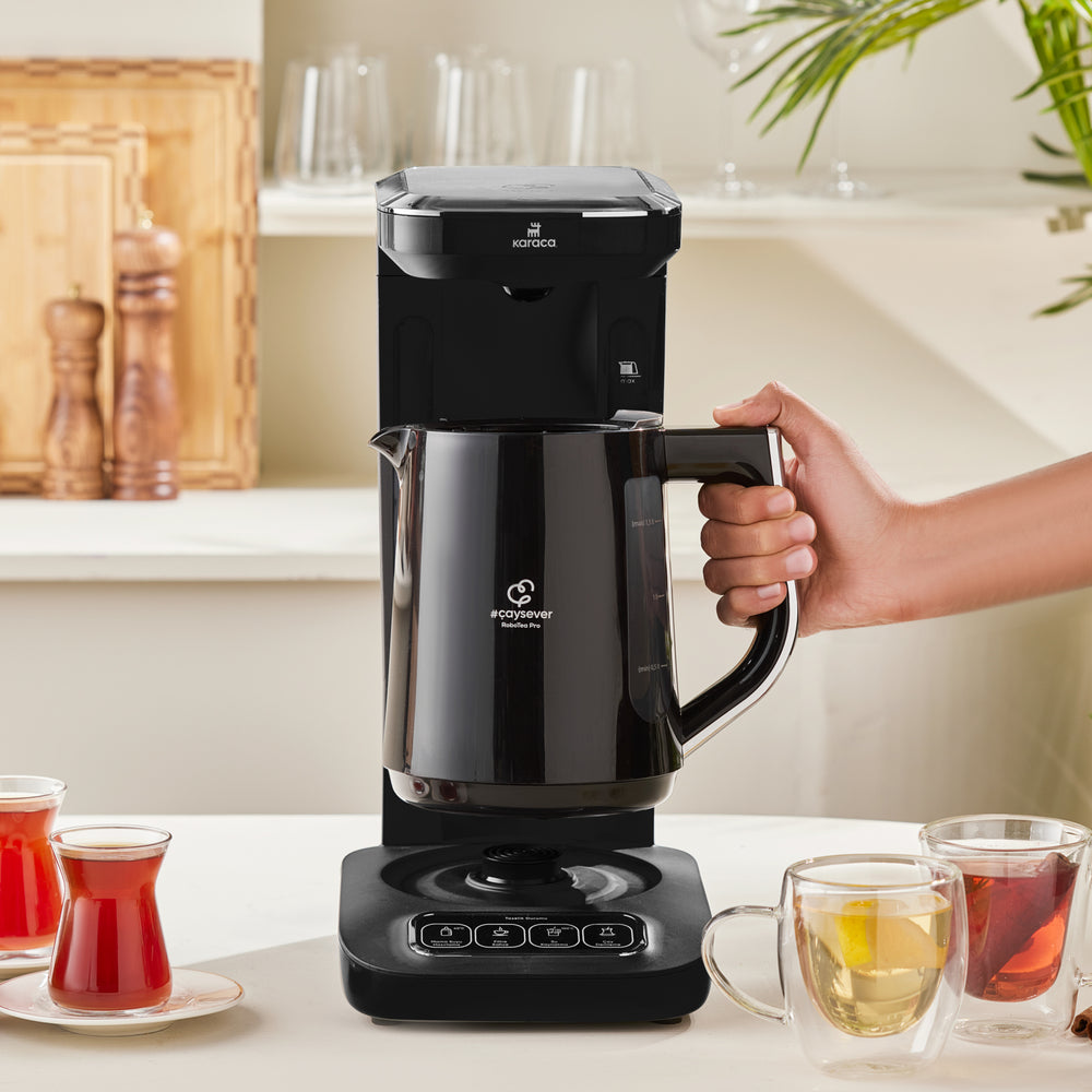 " Karaca Caysever Robotea Pro 4 in 1 sprechender automatischer Teekocher Wasserkocher und Filterkaffeemaschine 2500W Chrome "