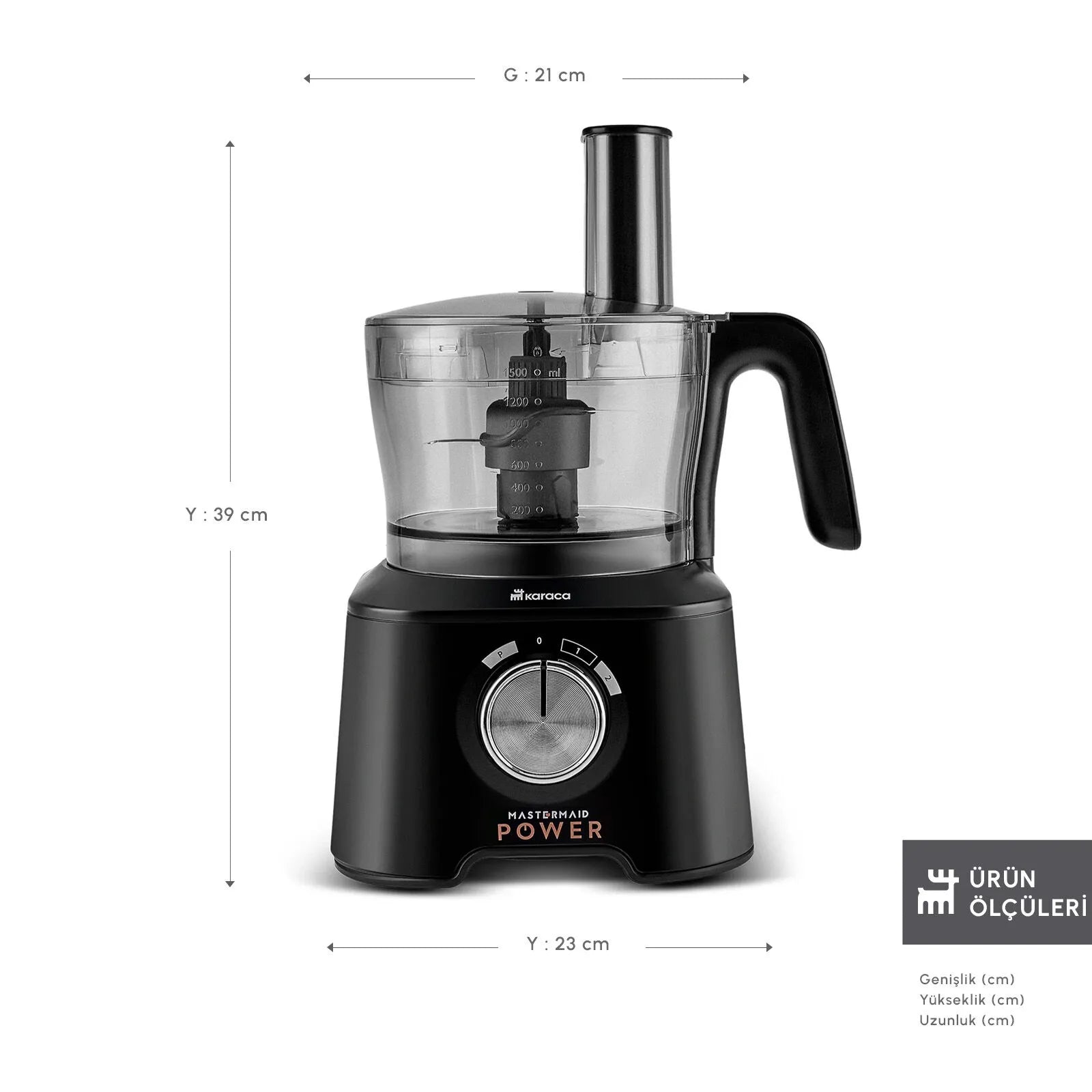 " Karaca Mastermaid Power Max 11 in 1 Küchenroboter, Schwarz-Silber Matt, 2500 W "