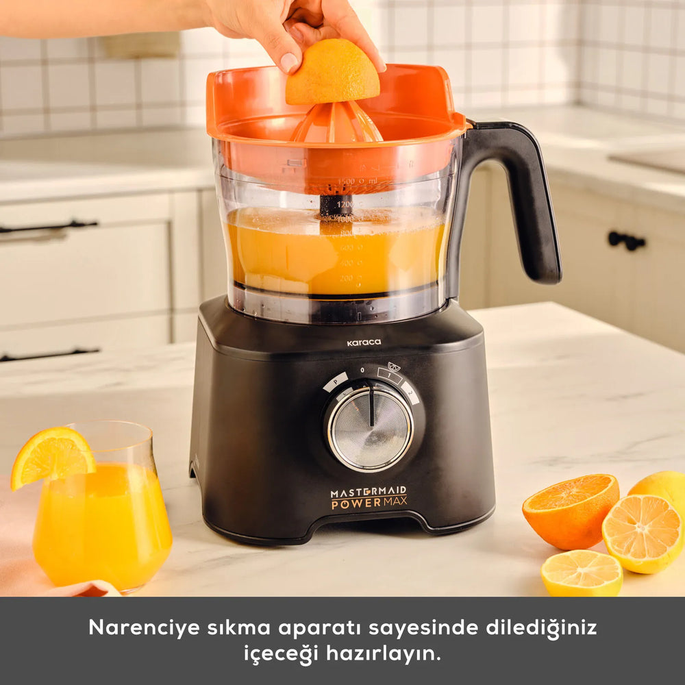 " Karaca Mastermaid Power Max 11 in 1 Küchenroboter, Schwarz-Silber Matt, 2500 W "