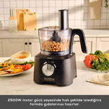" Karaca Mastermaid Power Max 11 in 1 Küchenroboter, Schwarz-Silber Matt, 2500 W "