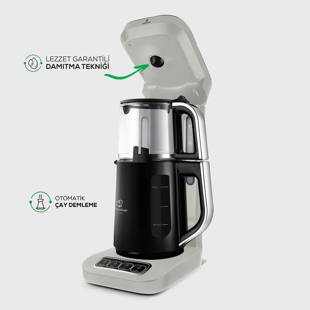 " Karaca Caysever Robotea Pro 4 in 1 sprechender automatischer Teekocher Wasserkocher und Filterkaffeemaschine, Starlight, 2500W "