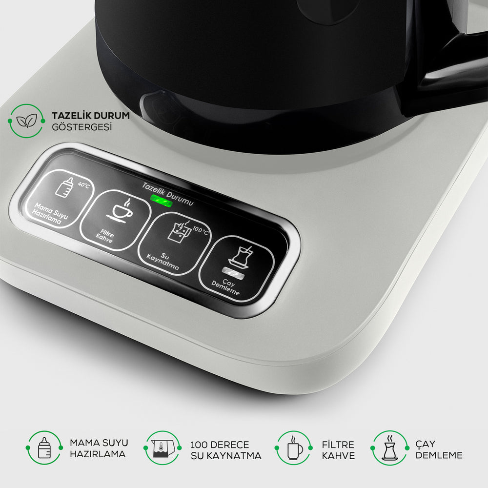 " Karaca Caysever Robotea Pro 4 in 1 sprechender automatischer Teekocher Wasserkocher und Filterkaffeemaschine, Starlight, 2500W "