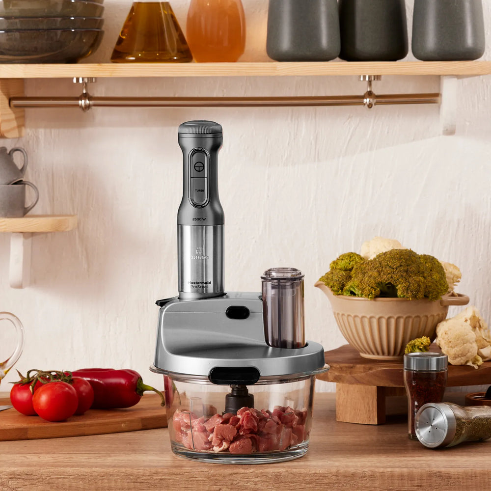 " Karaca Mastermaid Küchenroboter aus Stahlglas, Langer Mixer 8 ın 1, 2500 W, Galaxy Grey "