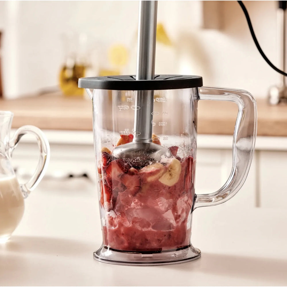 " Karaca Mastermaid Küchenroboter aus Stahlglas, Langer Mixer 8 ın 1, 2500 W, Galaxy Grey "