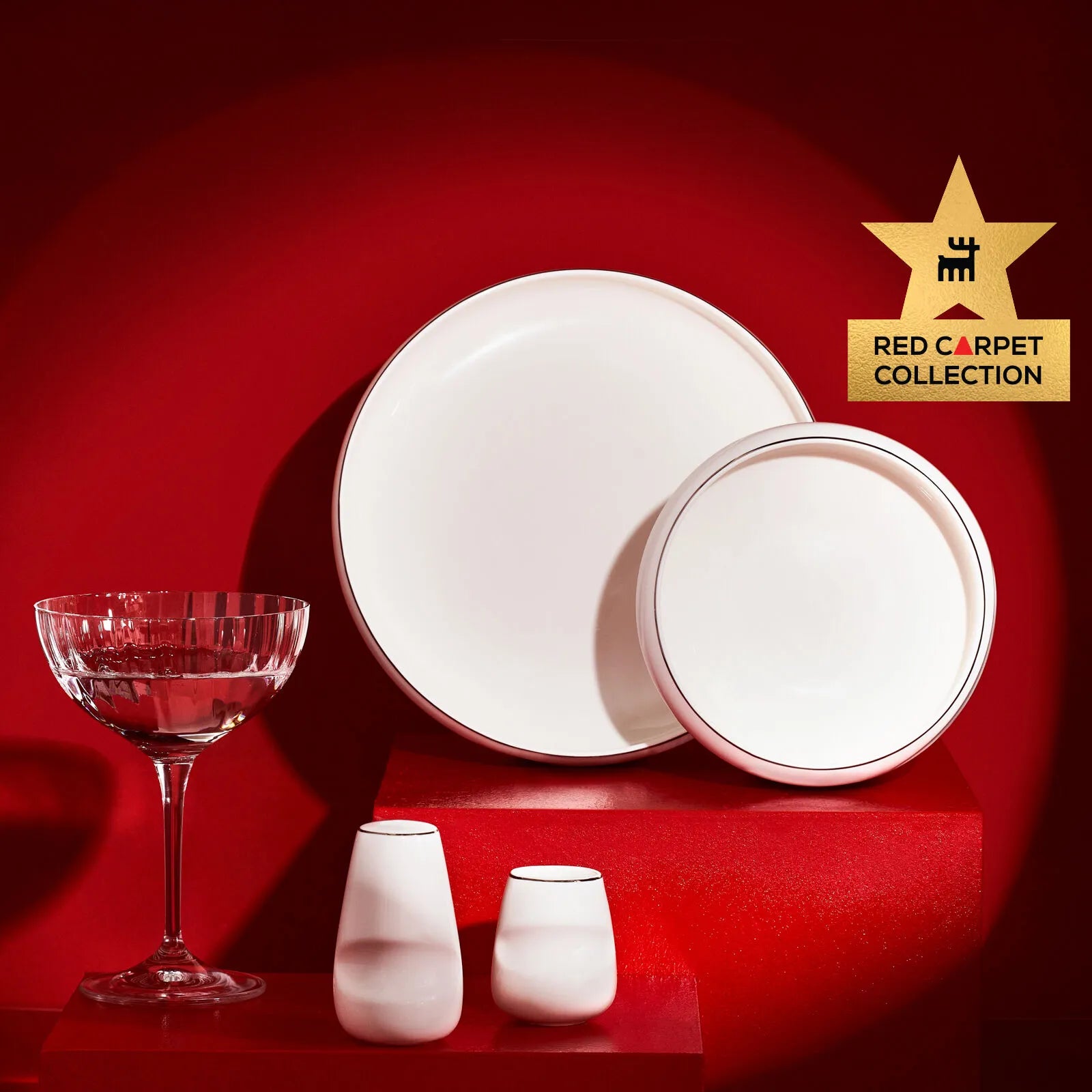 " Karaca Red Carpet Collection Streamline New Sunset Gold für 12 Personen Geschirrset, 59 Teilig, New Generation Bone "