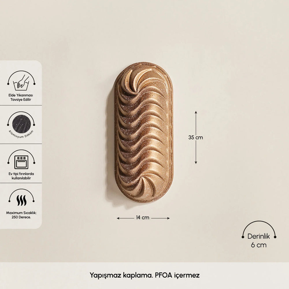 " Karaca Cake Pro Vera Gusskuchenform, Gold, 35 cm "