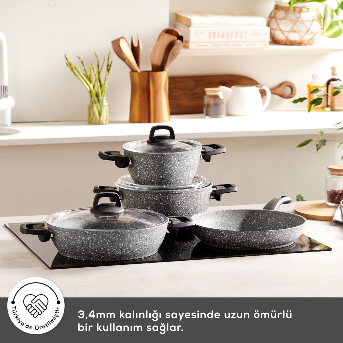 " Karaca Gris Biogranit Induktion-basis Kochtopf Set, 7 teilig "