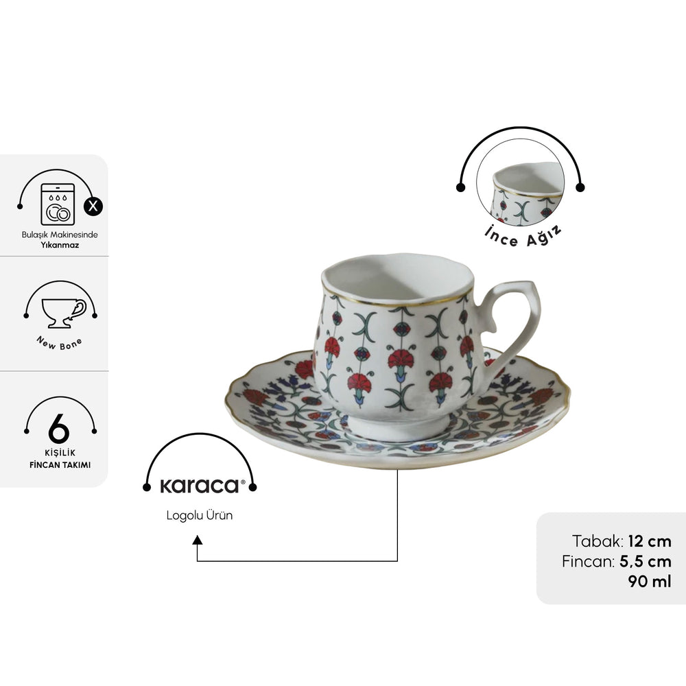 " Karaca Ebruli 90 ml 6-teiliges Kaffeetassenset, Mehrfarbig "