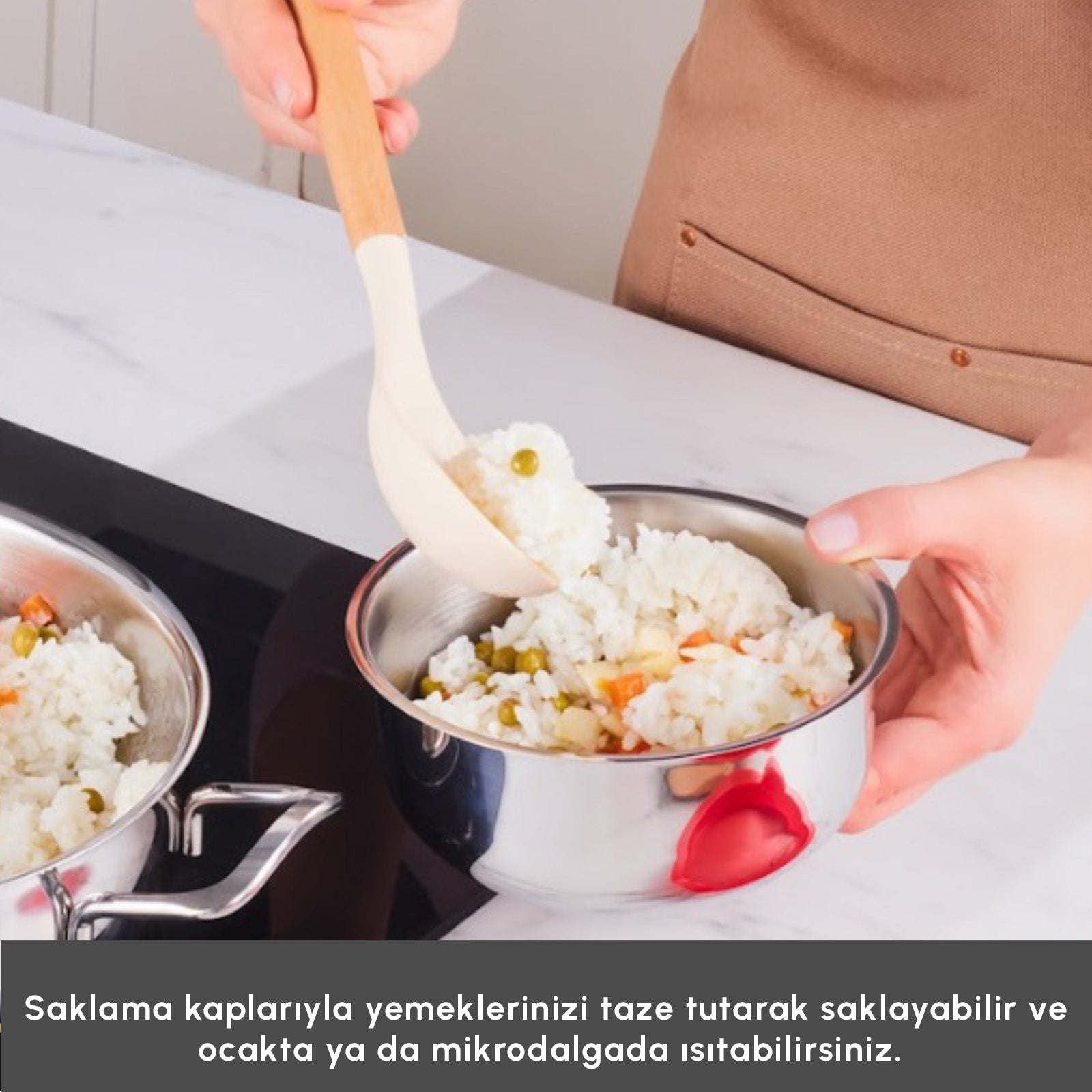 " Karaca Induktions Stahl Kochgeschirr Set mit Vorratsbehälter, 13 Teilig "
