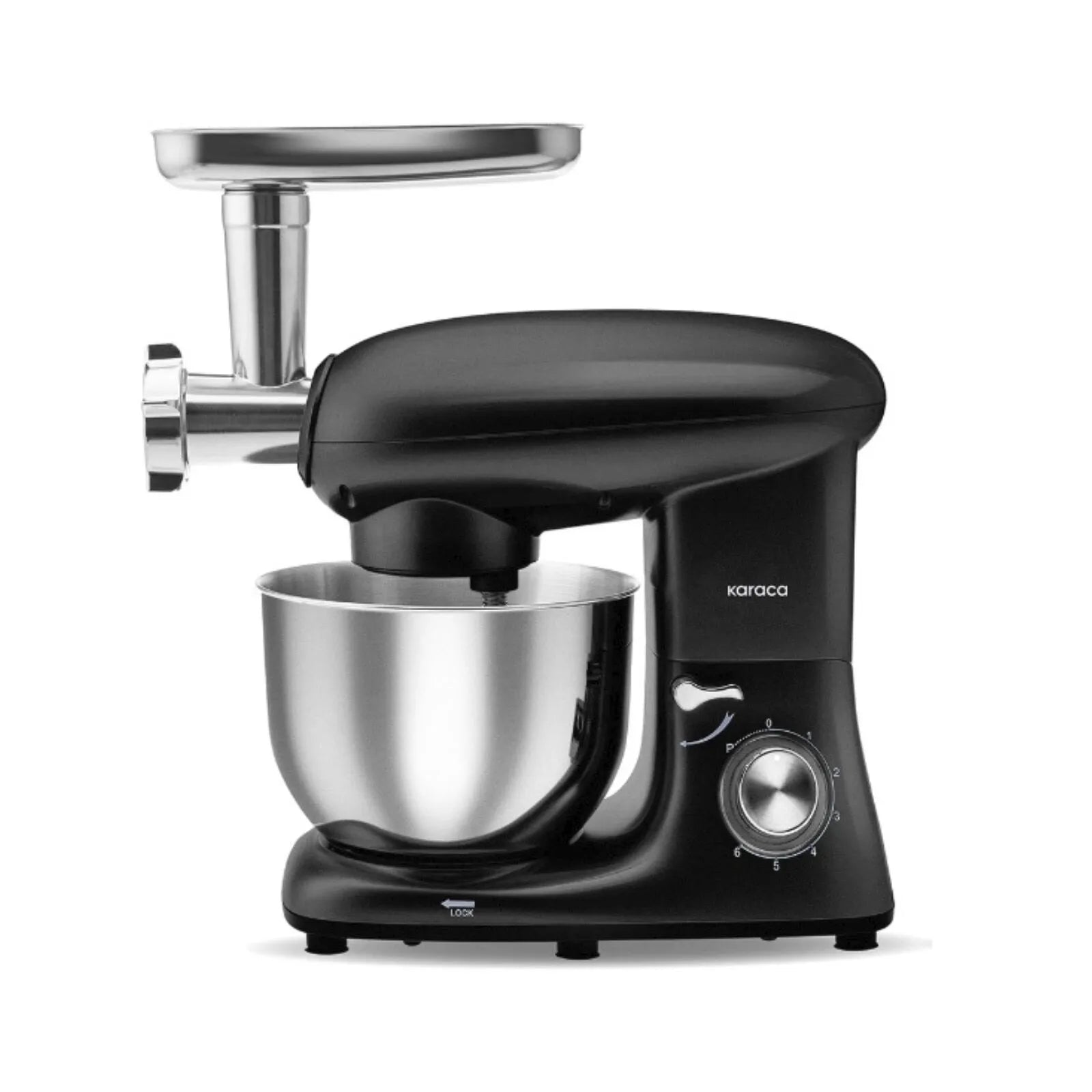 " Karaca Multichef Standmixer Shiny Black Küchenchef 1900 W 5,5 l (mit Hackfleisch-/Sucuk-Wurst-/Fleischklößchenaufsatz) "
