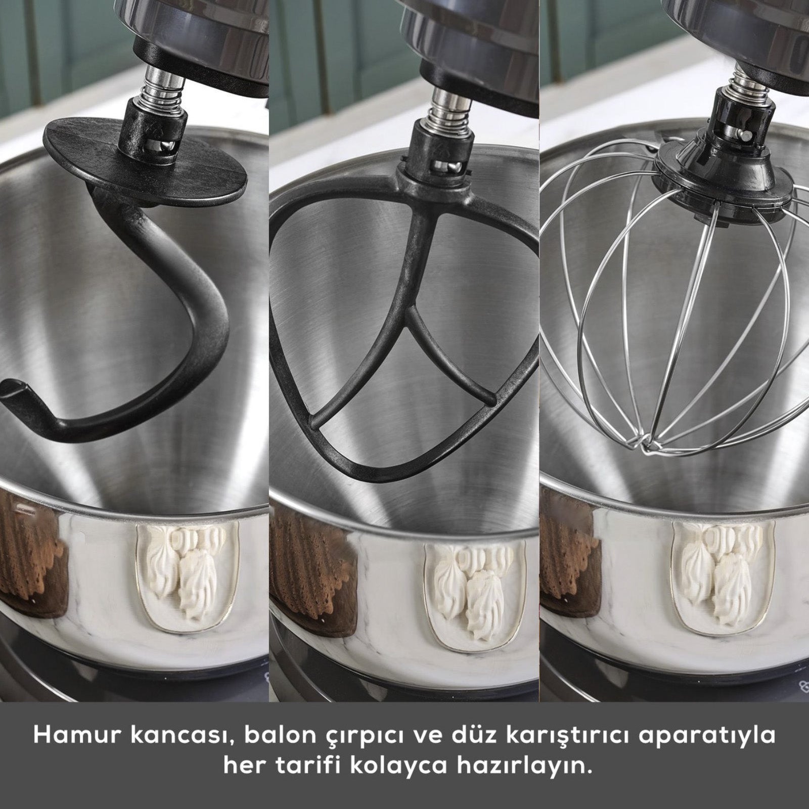 " Karaca Multichef Standmixer Shiny Black Küchenchef 1900 W 5,5 l (mit Hackfleisch-/Sucuk-Wurst-/Fleischklößchenaufsatz) "