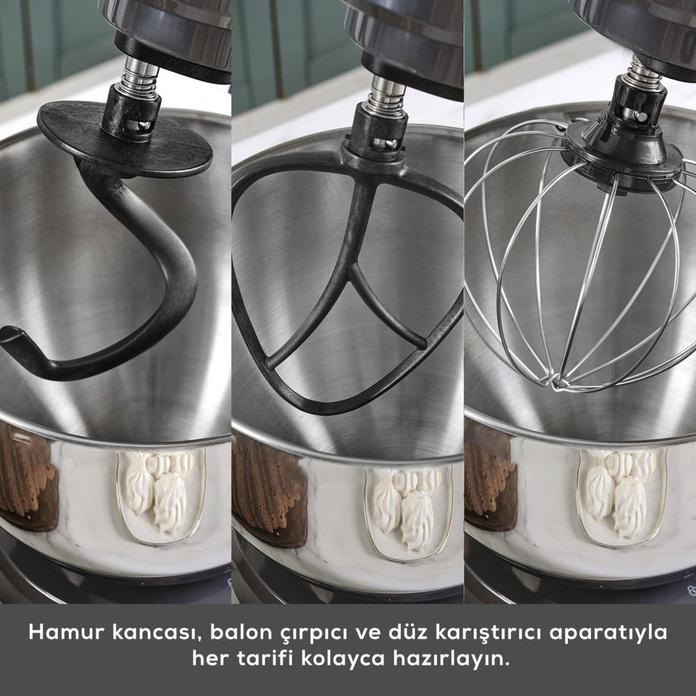 " Karaca Multichef Standmixer Shiny Black Küchenchef 1900 W 5,5 l (mit Hackfleisch-/Sucuk-Wurst-/Fleischklößchenaufsatz) "