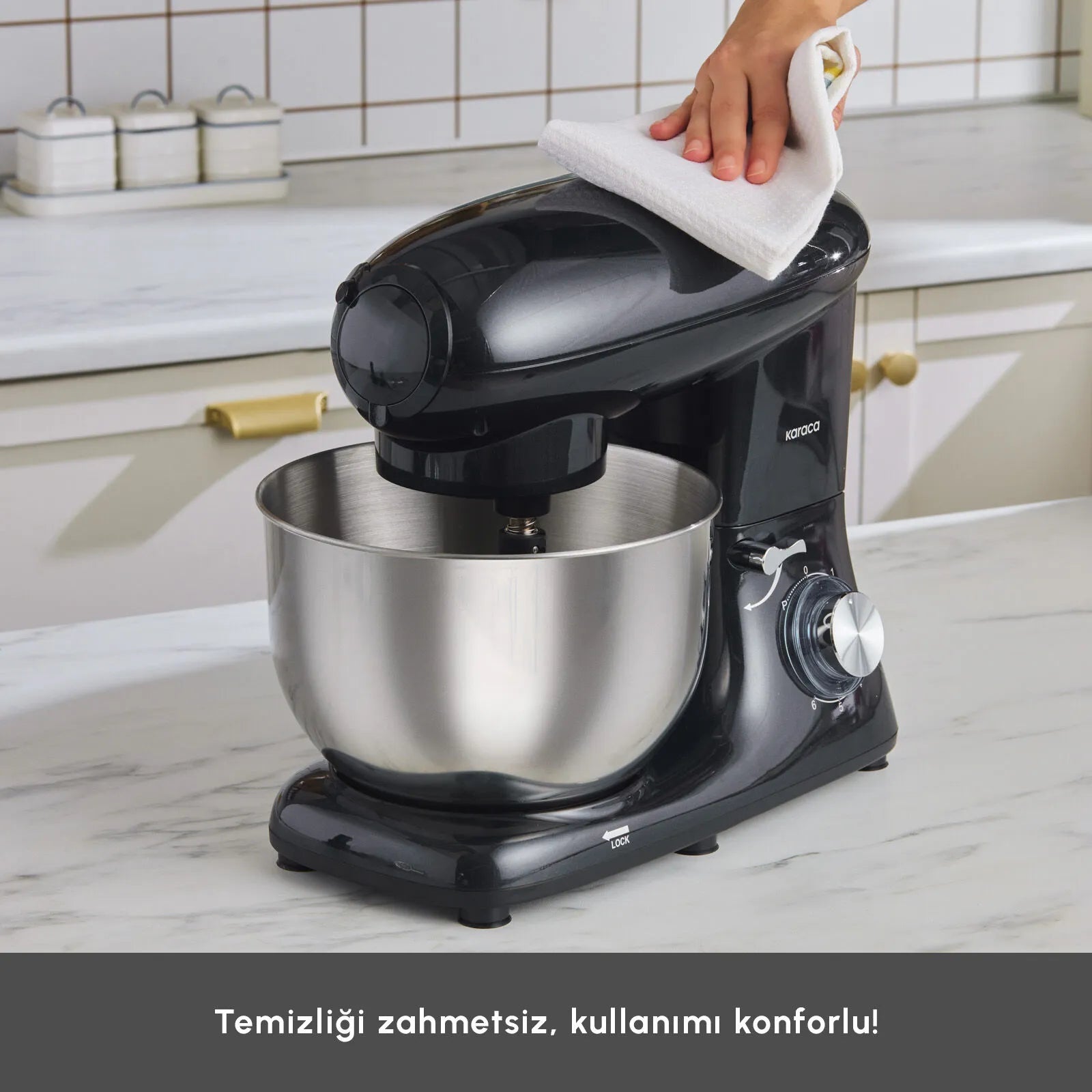 " Karaca Multichef Standmixer Shiny Black Küchenchef 1900 W 5,5 l (mit Hackfleisch-/Sucuk-Wurst-/Fleischklößchenaufsatz) "