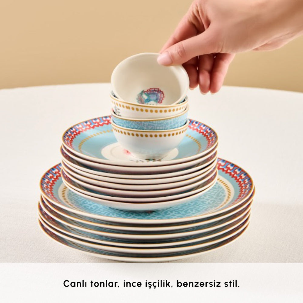 " Karaca Forever Bone Spello 26-Teiliges 6-Personen Frühstücksset Blau "