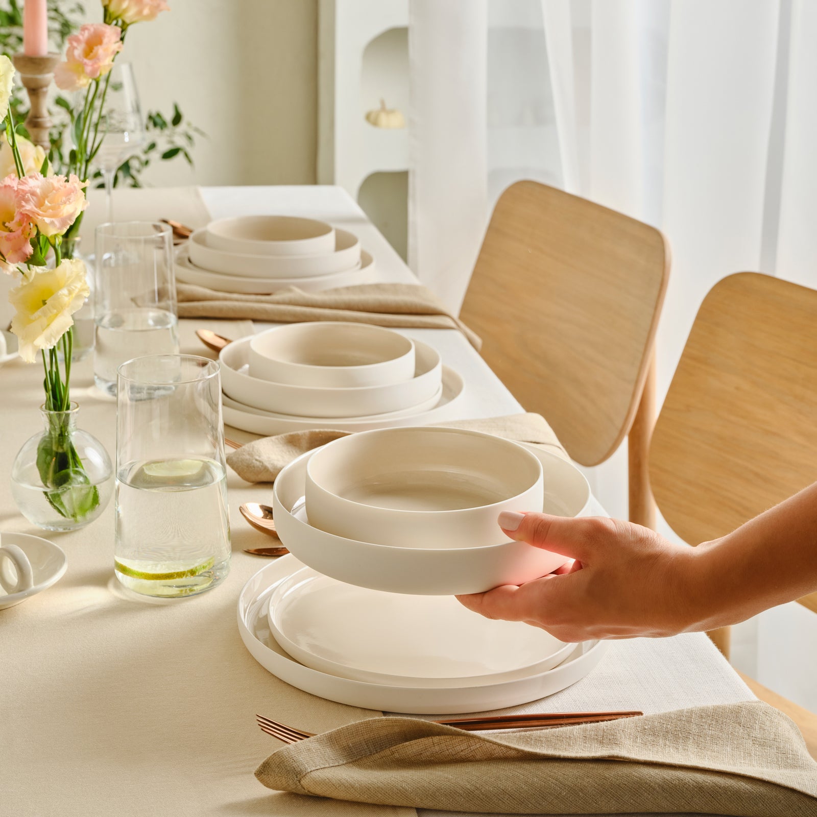 " Karaca Earth Collection Finesse 24-teiliges Tafelset für 6 Personen Beige "