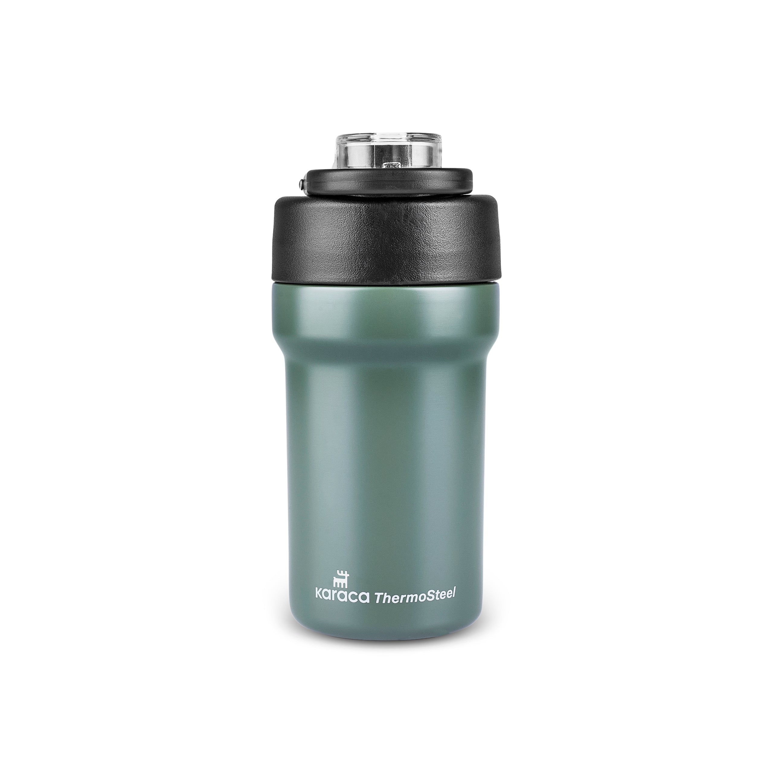Karaca Thermosteel Camping 2-in-1 Edelstahl-Thermosflasche 450 ml Khaki