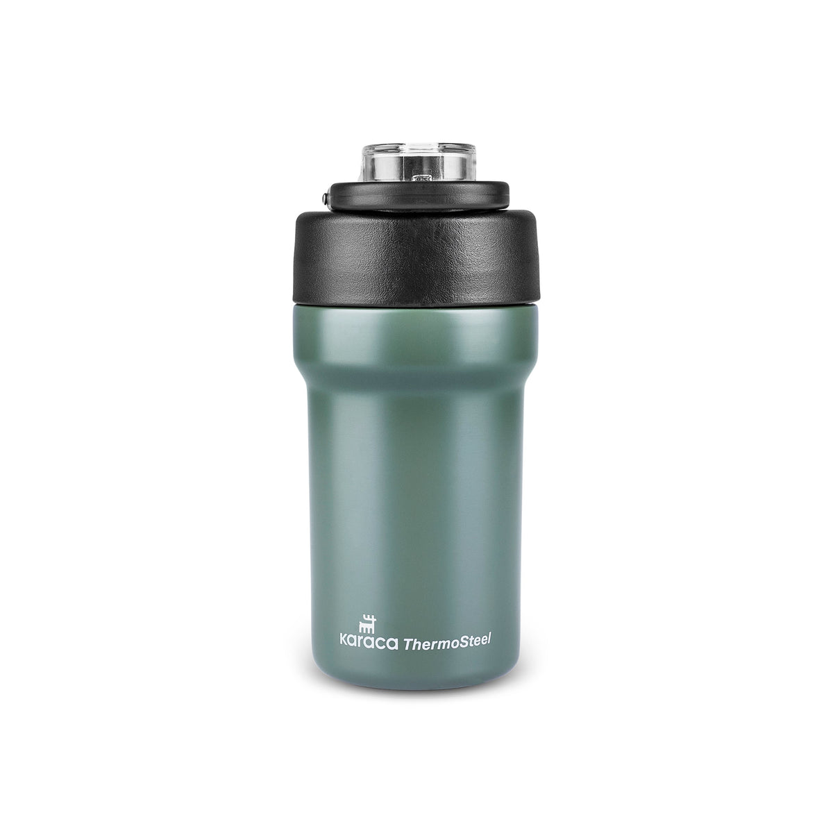 Karaca Thermosteel Camping 2-in-1 Edelstahl-Thermosflasche 450 ml Khaki