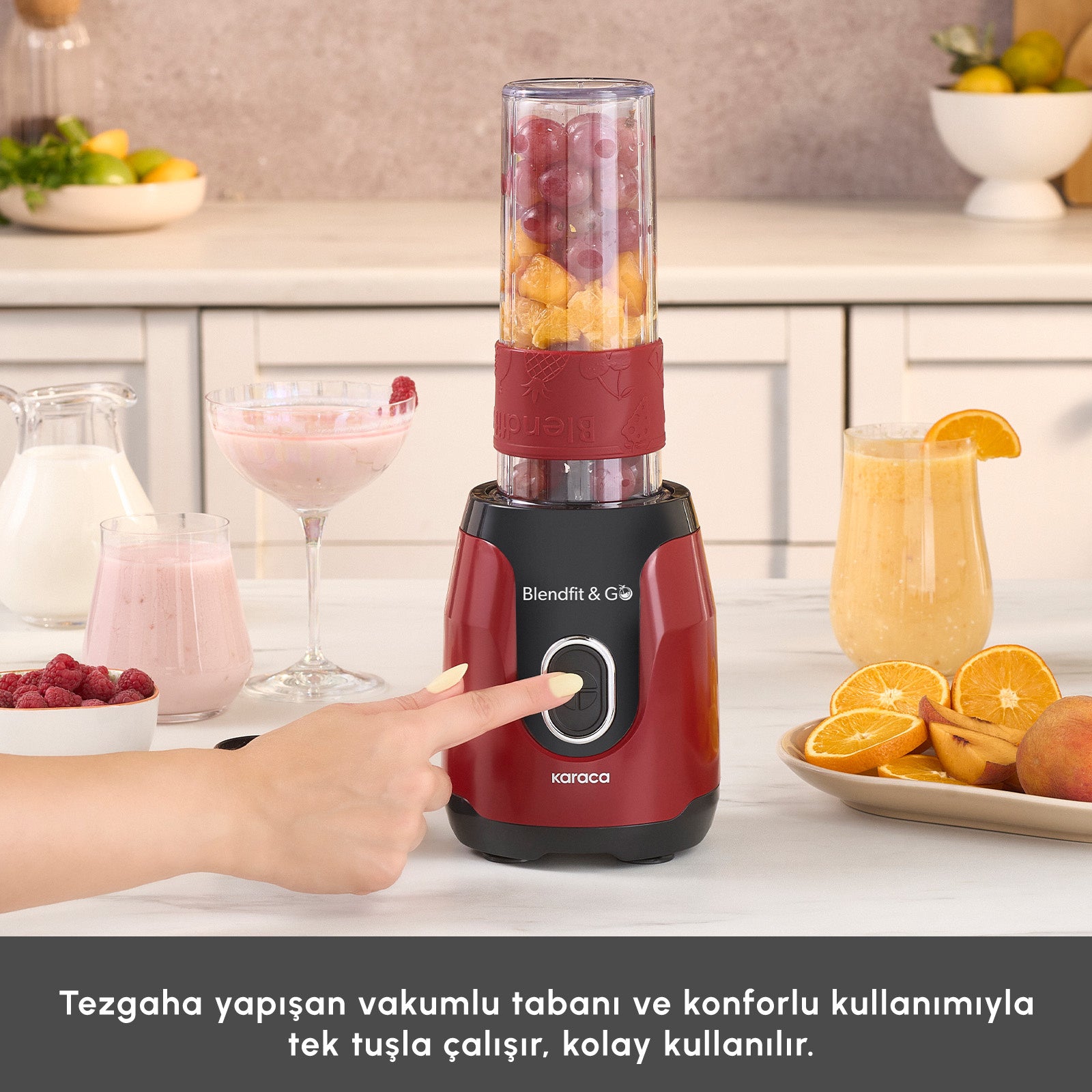 " Karaca Blendfit Go Personal Smoothie Blender Rudolph Red "