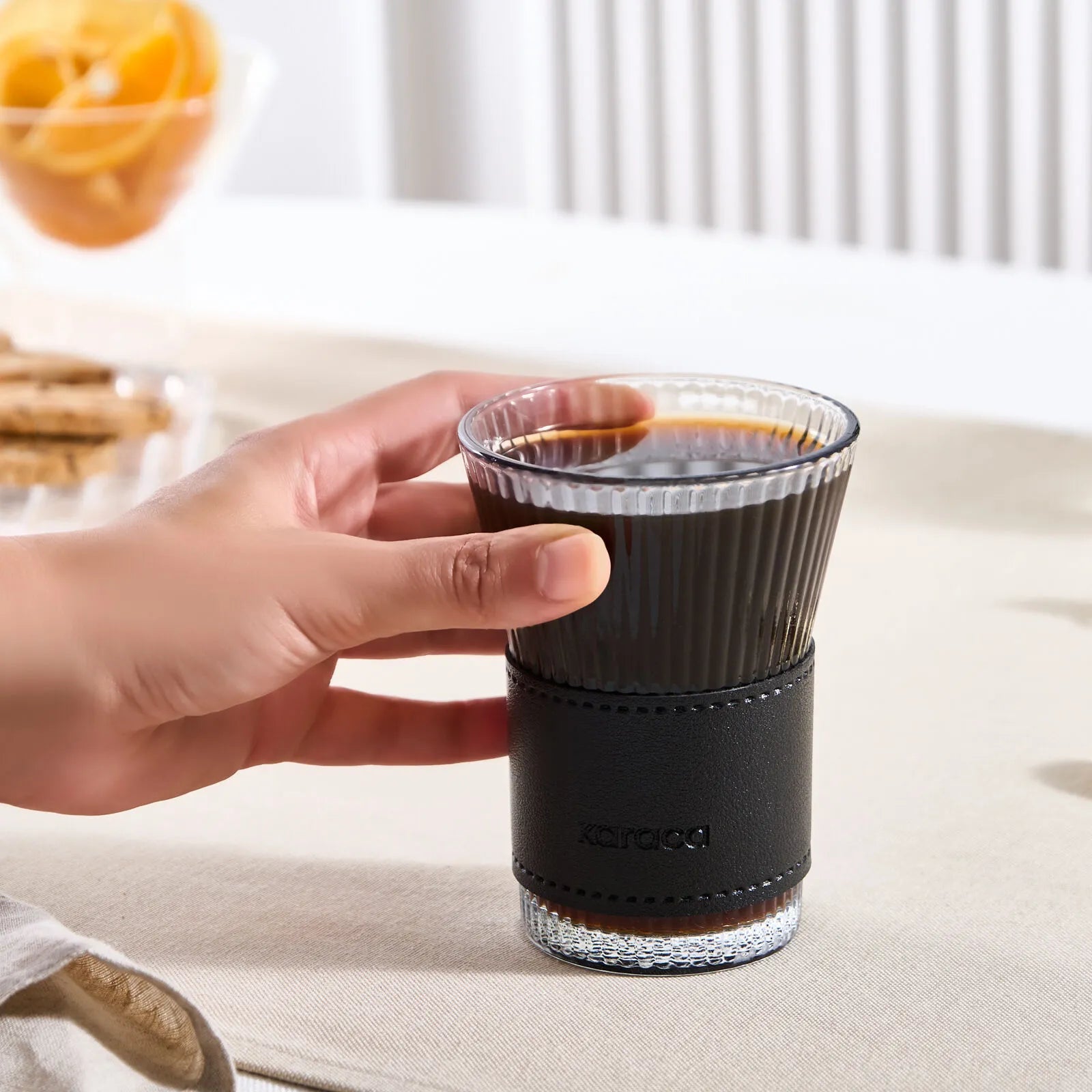 " Karaca Leder Cool Touch Latte Glas 210 Ml Schwarz "