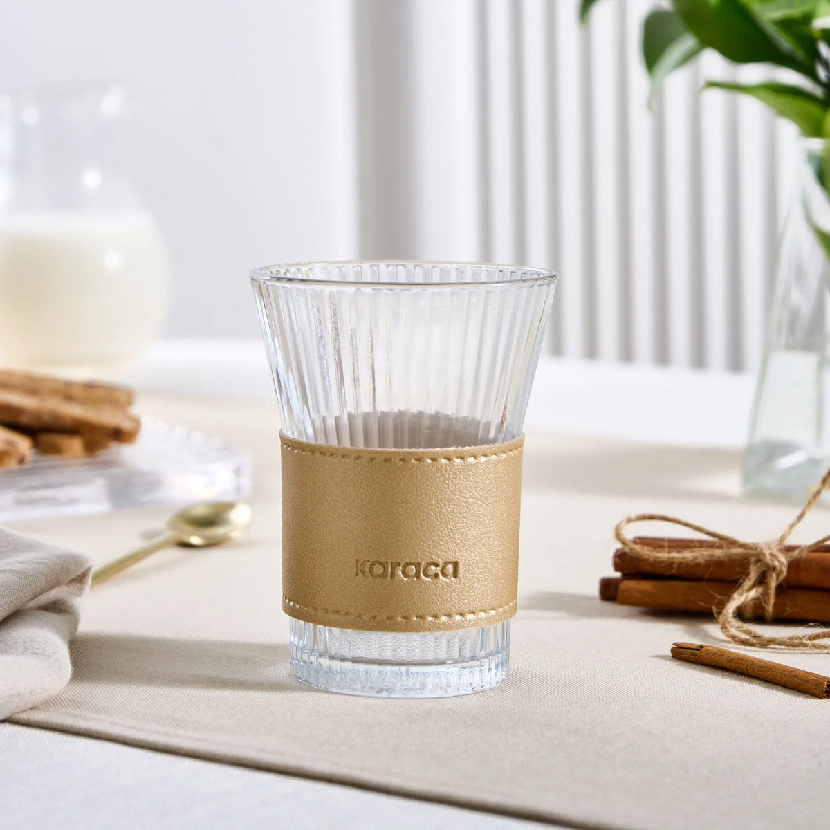 " Karaca Leder Cool Touch Latte Glas 210 Ml Gold "
