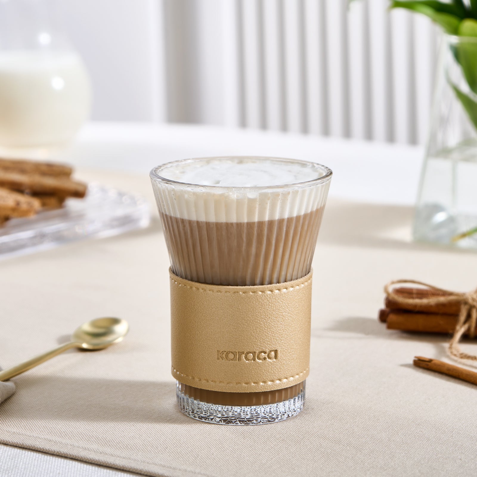 " Karaca Leder Cool Touch Latte Glas 210 Ml Gold "
