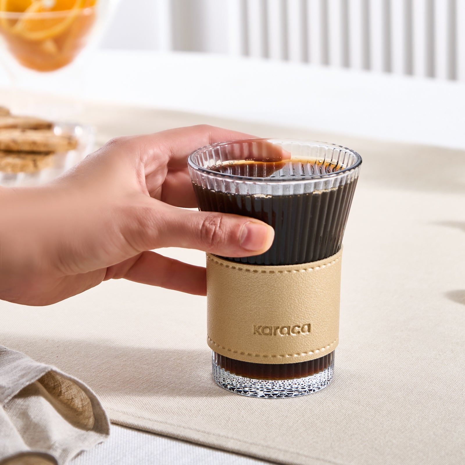 " Karaca Leder Cool Touch Latte Glas 210 Ml Gold "