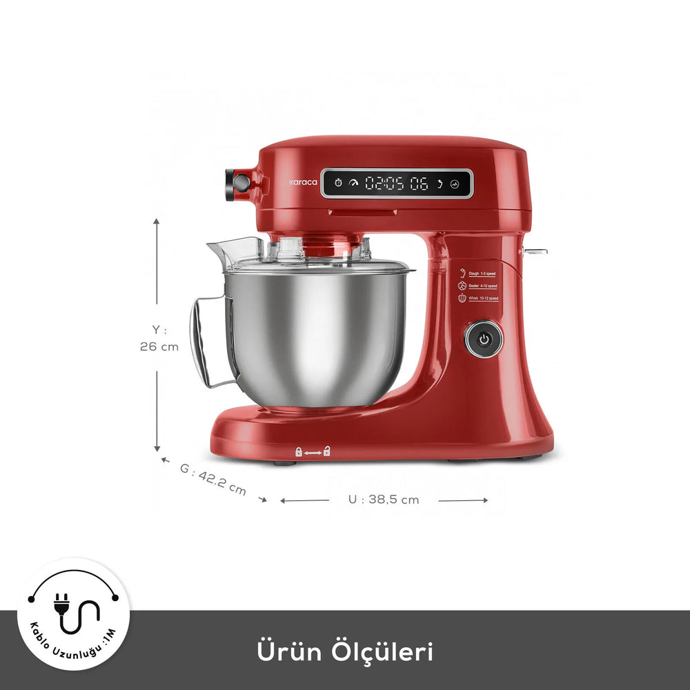 " Karaca Pro Artisan Digital Display Gusseisen Küchenkoch 1600W Rot "