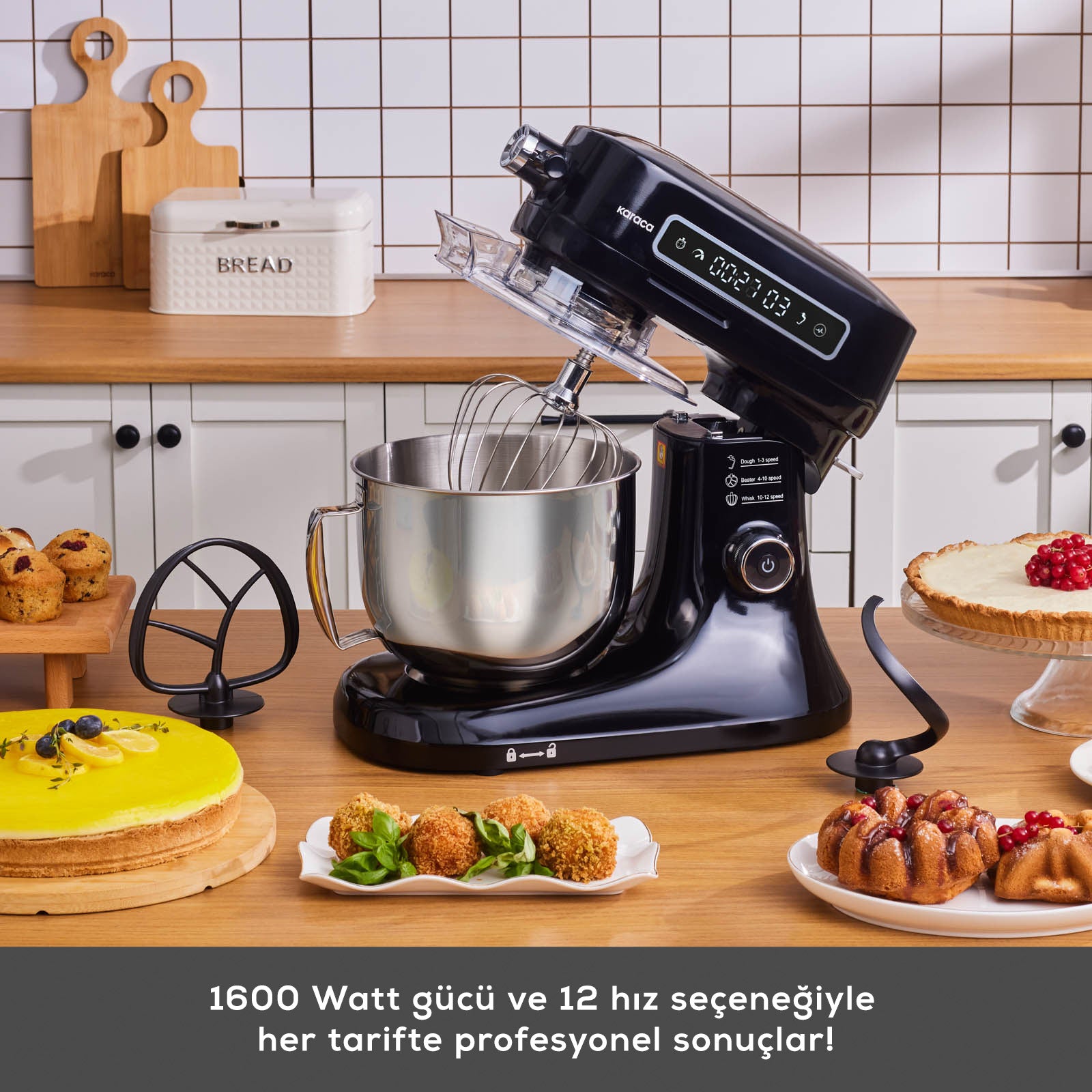 " Karaca Pro Artisan Digital Display Gusseisen Küchenkoch 1600W Schwarz "