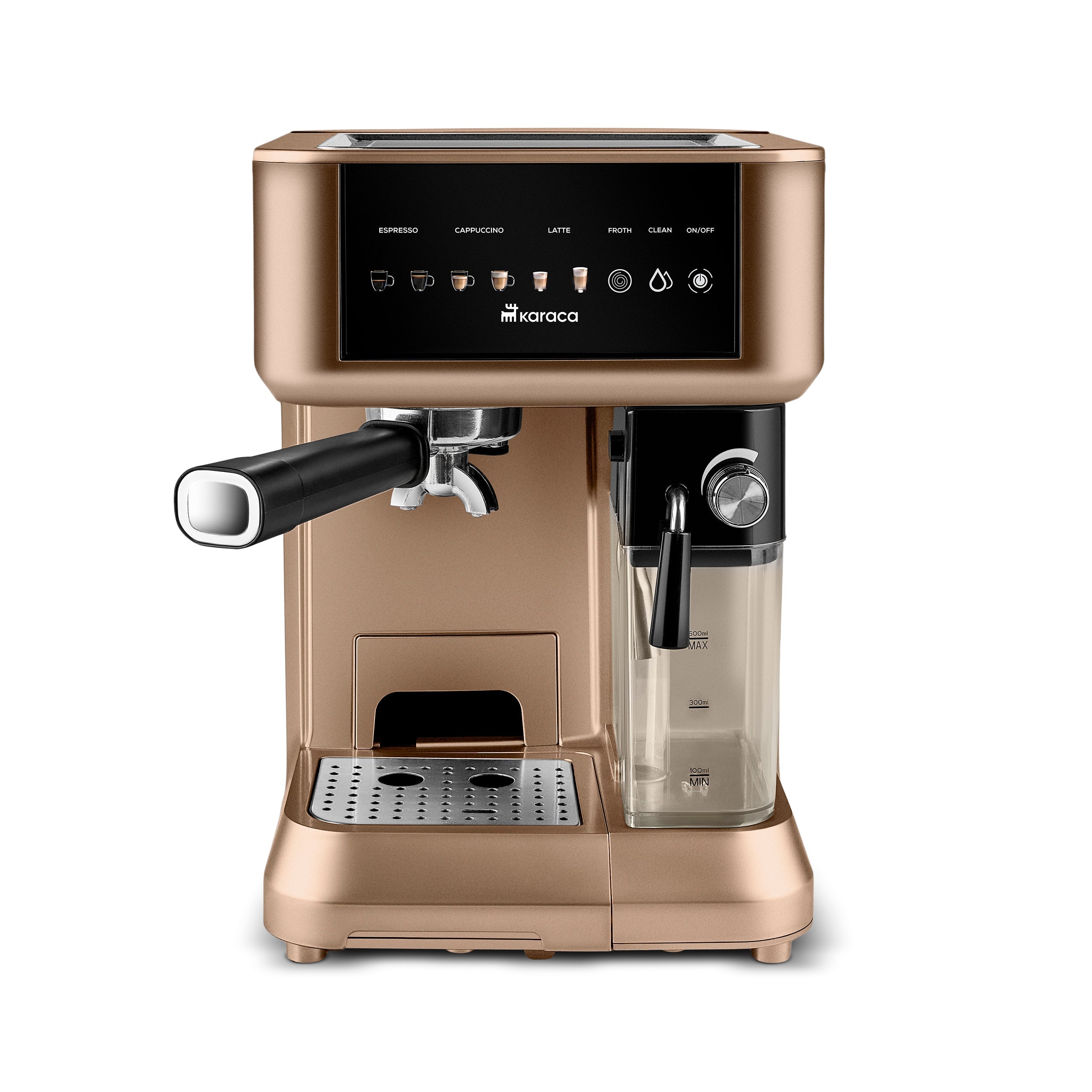 Karaca MyCaffe Barista S10 Automatische Siebträger Maschine mit integriertem Milchbehälter – Walnut Brown