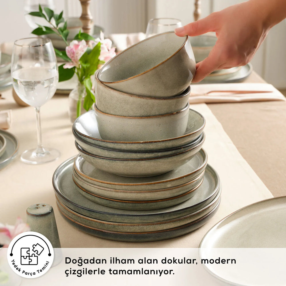 " Karaca Earth Collection Skal 55-teiliges Tafelservice für 12 Personen "