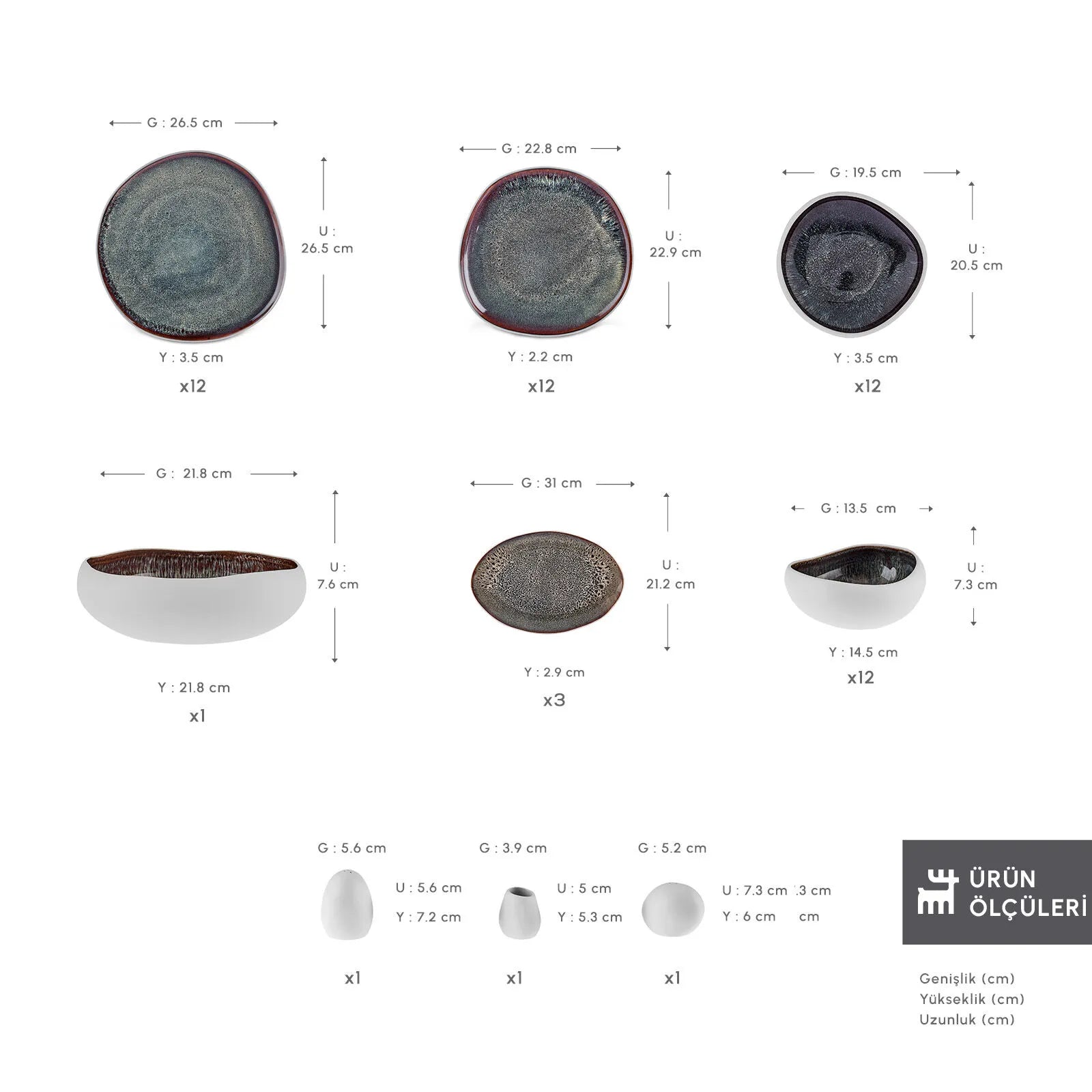 " Karaca Earth Collection Galactic 55-teiliges Tafelservice für 12 Personen – Weiß "