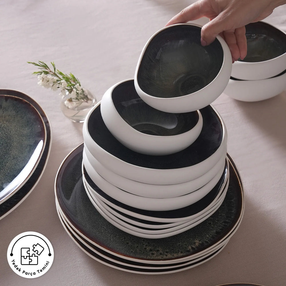 " Karaca Earth Collection Galactic 55-teiliges Tafelservice für 12 Personen – Weiß "