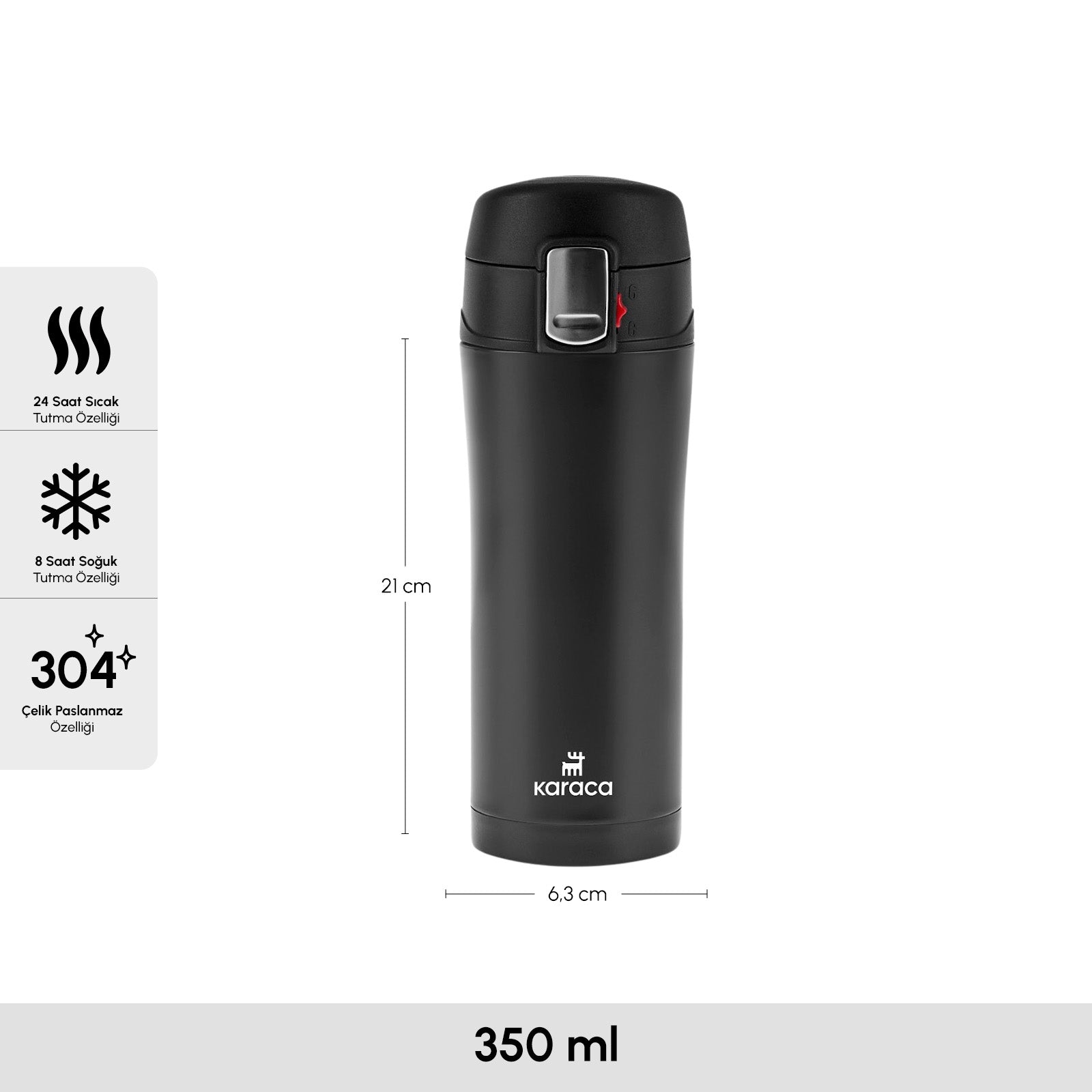 " Karaca Pluton, Thermosflasche, 350ML, Schwarz "