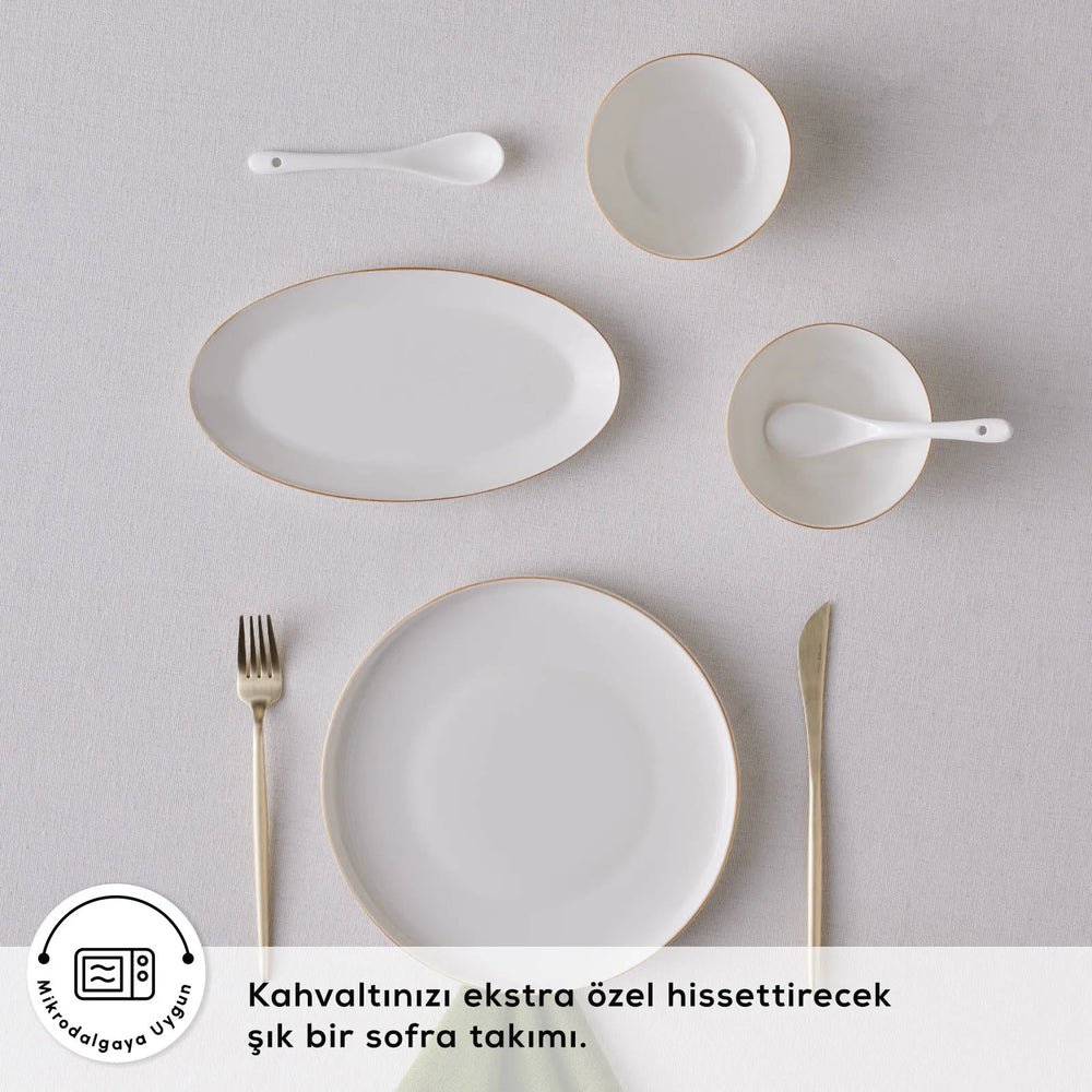 " Karaca Forever Bone Fika 22-Teiliges Frühstücksset Für 6 Personen Gold "