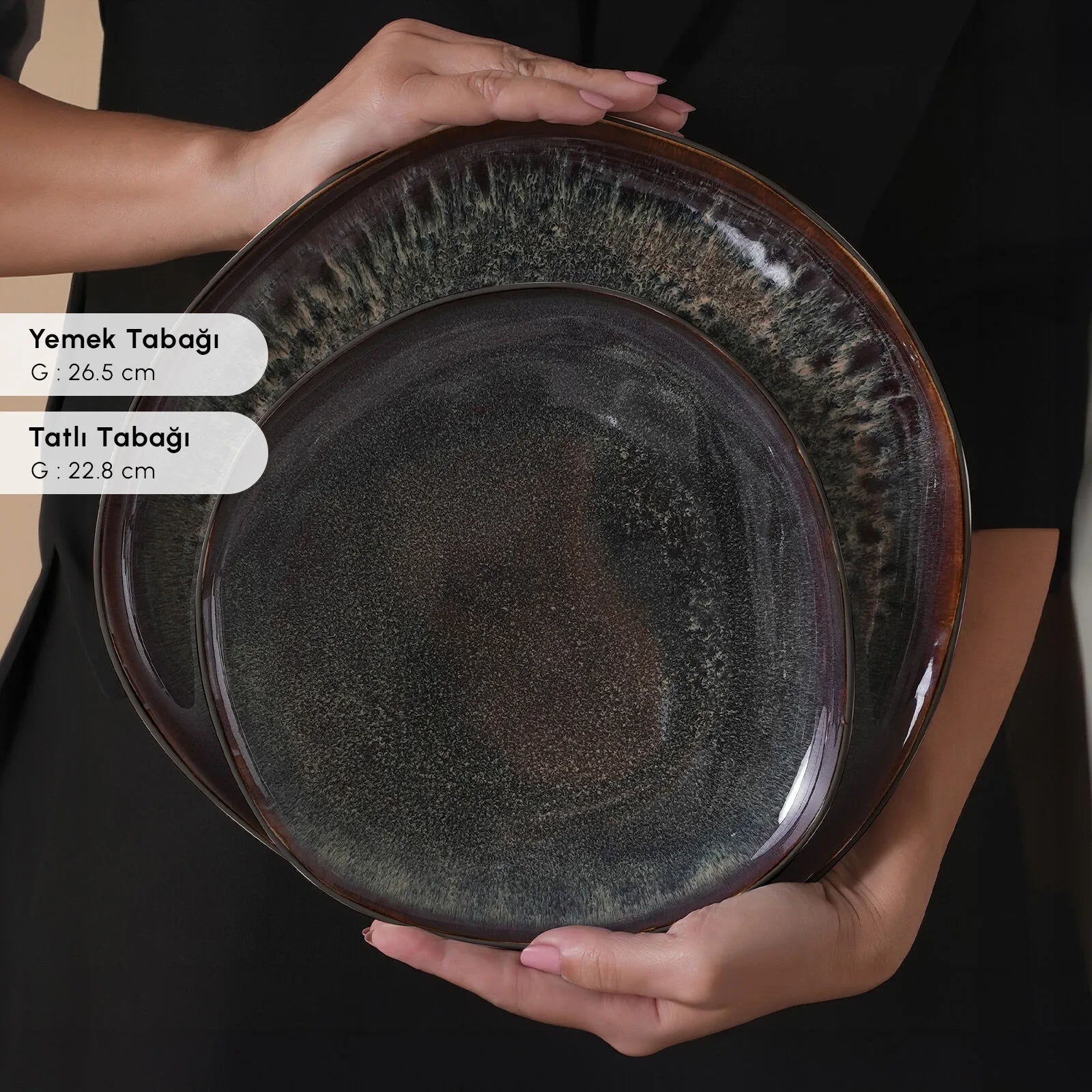 " Karaca Earth Collection Galactic 55-teiliges Tafelservice für 12 Personen – Schwarz "