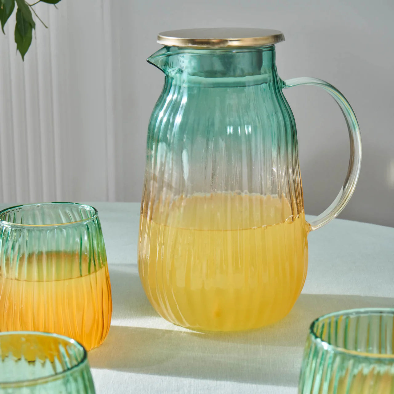 Karaca Jolie 7-teiliges Wasserset Gelb & Grün
