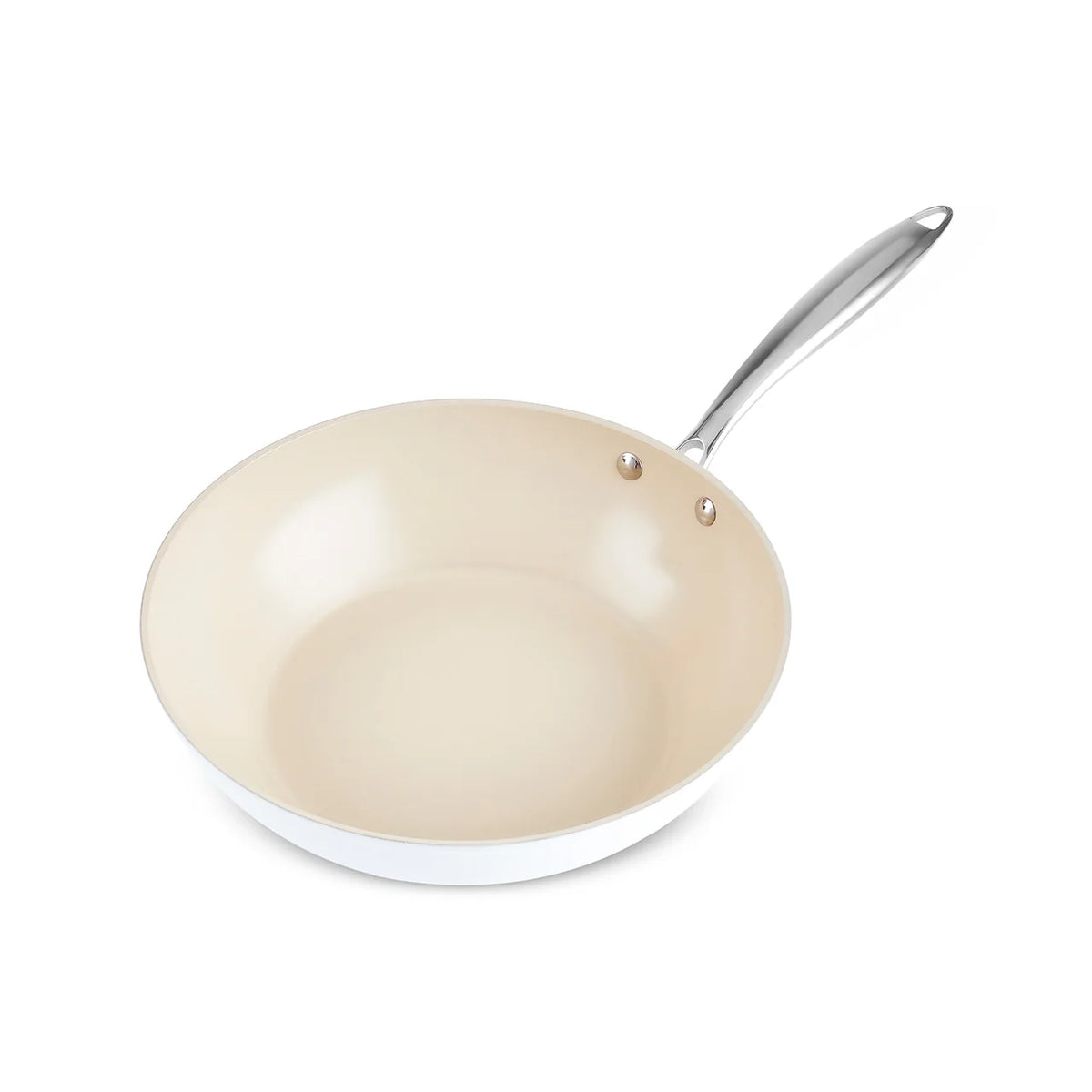 Karaca Swiss Crystal Almond Cream Wokpfanne mit Griff 28 cm